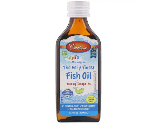 Жирні кислоти Carlson Риб'ячий Жир для Дітей, Лимонний Смак, Kid's Fish Oil Lemon, (CAR-01543)