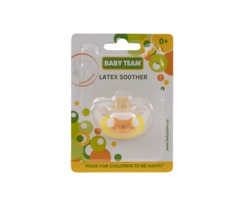 Пустушка Baby Team латексна, ортодонтична 0+ міс (3200_кіт)