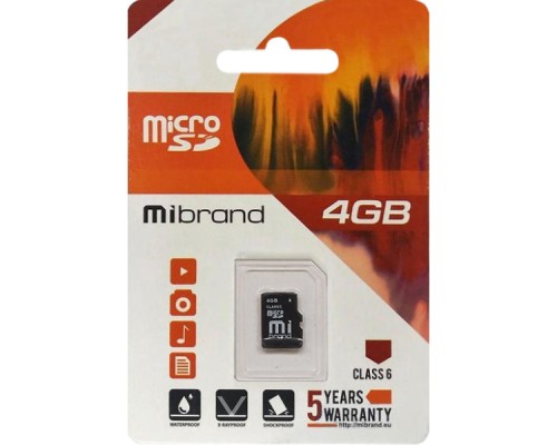 Карта пам'яті Mibrand 4GB microSDHC class 6 Без адаптера (MICDC6/4GB) Карта пам'яті Mibrand 4GB microSDHC class 6 Без адаптера (MICDC6/4GB)