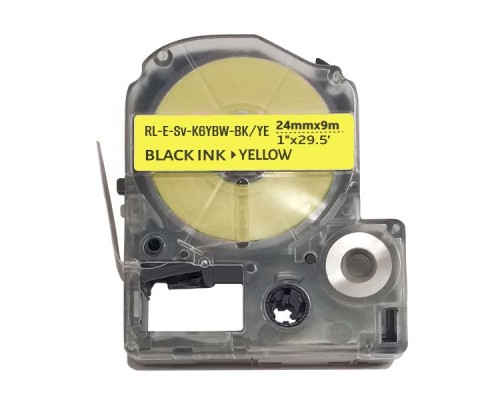 Стрічка для принтера етикеток UKRMARK ESv-K6YBW-BK/YE, сумісна з LK6YBW, 24мм х 9м. black on yellow (LK6YBW) (900613)