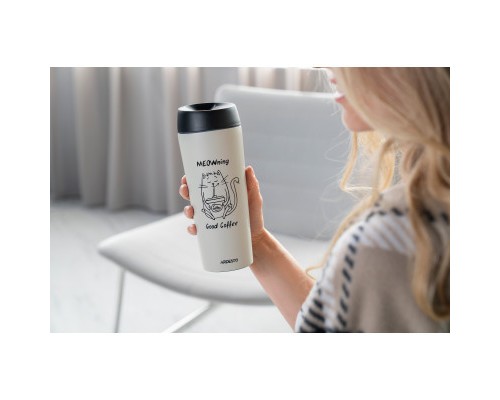 Термокружка Ardesto Coffee Тime Meowning 450 мл Бежева (AR2645WC)