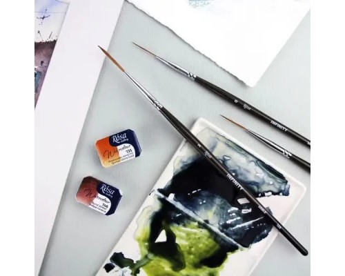 Пензлик для малювання Rosa Соболь круглий, лайнер, INFINITY 128, № 0 (4823098516866)