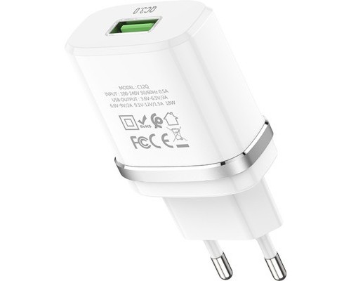 Зарядний пристрій HOCO C12Q Smart QC3.0 charger White (6931474716262)