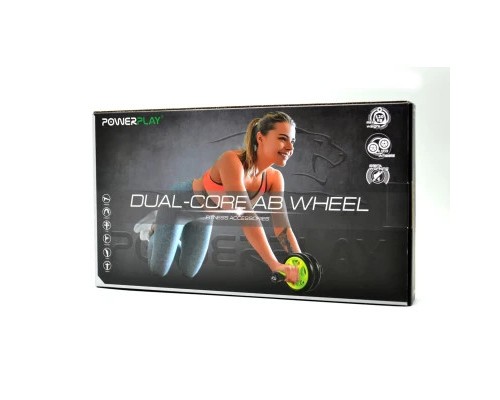 Ролик для преса PowerPlay подвійний Dual-Core Ab Wheel Чорно-зелений (PP_4327_Black/Green)