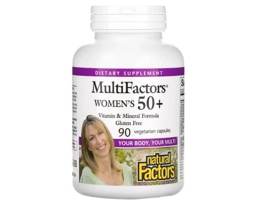 Мультивітамін Natural Factors Мультивітаміни для жінок 50+, MultiFactors, Women's 50+, 90 вегетар (NFS-01587)
