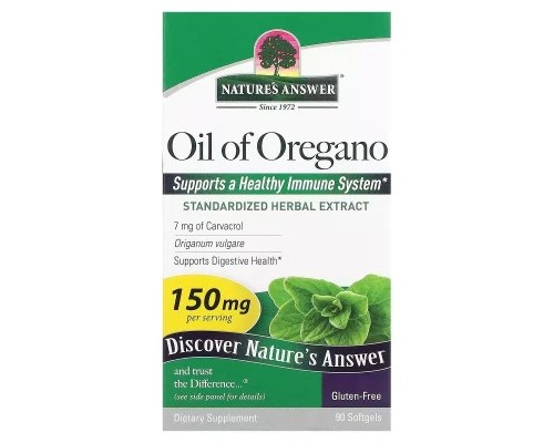 Трави Nature's Answer Олія орегано, 150 мг, Oil of Oregano, 90 гелевих капсул (NTA-16308)