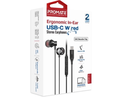 Навушники Promate Silken-C Black (silken-c.black)