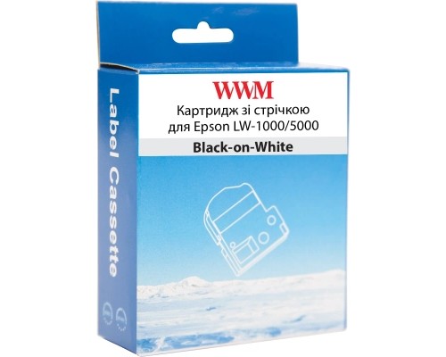 Стрічка для принтера етикеток WWM для Epson LW-1000/5000 36mm х 8m Black-on-White (WWM-SS36K)