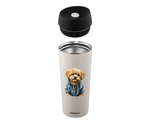Термокружка Ardesto Coffee Time Maltipoo 450мл, нержавіюча сталь, бежевий (AR2645MP)