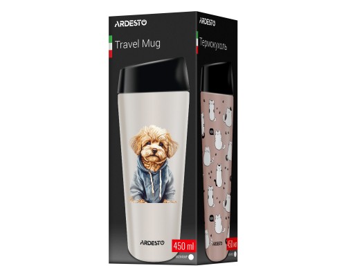 Термокружка Ardesto Coffee Time Maltipoo 450мл, нержавіюча сталь, бежевий (AR2645MP)