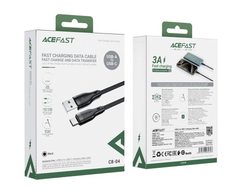 Дата кабель USB 2.0 AM to Type-C 1.2m 3.0A C8-04 Acefast (6974316282693)