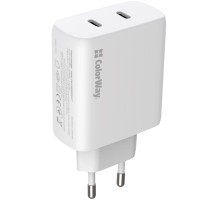 Зарядний пристрій ColorWay GaN Mini 50W PD Port PPS USB (Type-C PD 30W + Type-C PD 20W) white (CW-CHS050PD-WT)