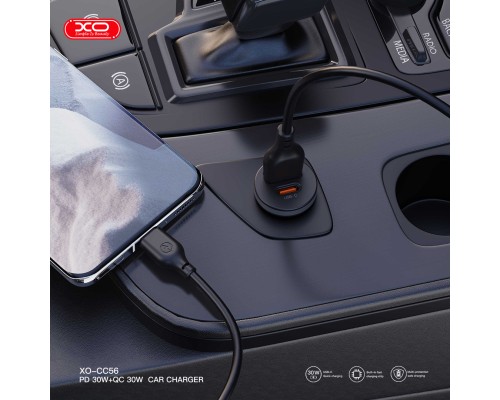 Зарядний пристрій XO CC56 USB-C PD30W + USB-A Black (CC56_Black)