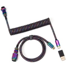 Дата кабель USB 2.0 AM to USB-C 1.08m Premium Coiled Aviator Straight rainbow plated black Keychron (CAB5_KEYCHRON)