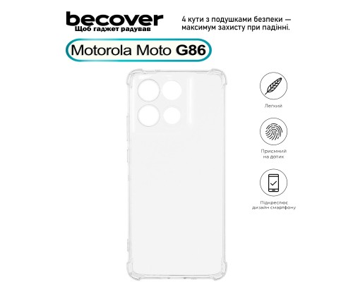 Чохол до мобільного телефона BeCover Anti-Shock Motorola Moto G86 Clear (713803)
