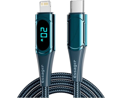 Дата кабель USB-C to Lightning 2.0m 20W Digital Display blue Essager (EXCTL-YDA03)