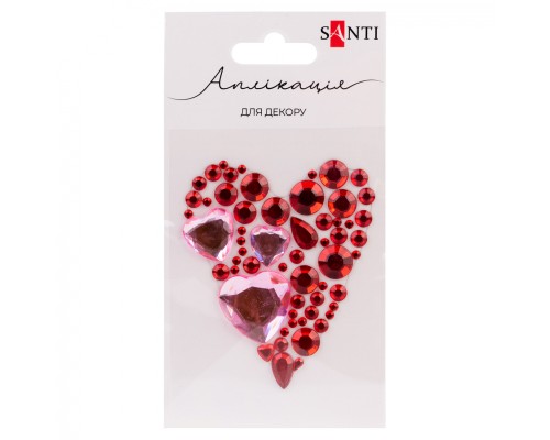 Набір для творчості Santi Серце червоне, аплікація зі страз самоклеючих, 6х10 см (743027)