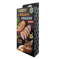 Ласощі для котів Lucky Star Лагідне пюре з м'яса курки у стіках 10 г (4820112701475)