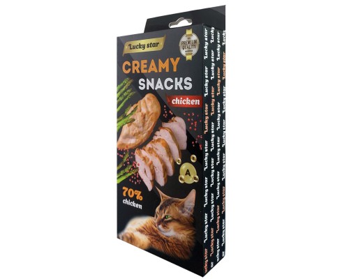 Ласощі для котів Lucky Star Лагідне пюре з м'яса курки у стіках 10 г (4820112701475)