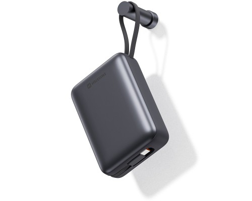 Батарея універсальна SWISSTEN 20000mAh SPACE 22/5W PD QC w/built-in cables USB-C/LIGHTNING Silver (8595217490598)