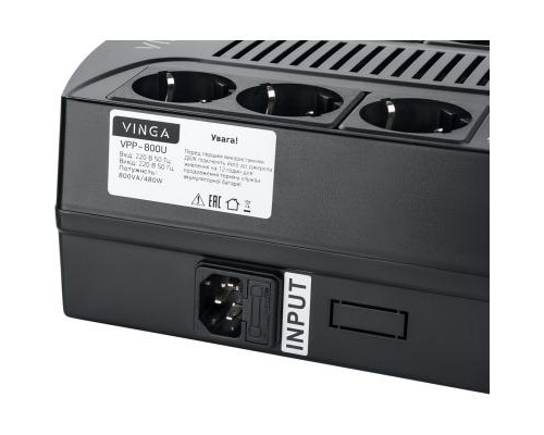 Пристрій безперебійного живлення Vinga 800VA-PU, 2USB*5V /1A (VPP-800U)