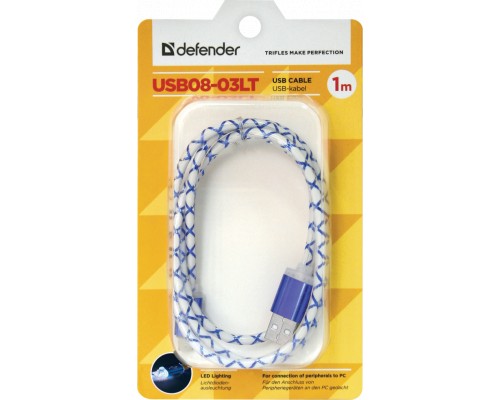 Дата кабель USB08-03LT USB - Micro USB, BlueLED backlight, 1m Defender (87555)