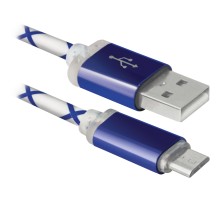 Дата кабель USB08-03LT USB - Micro USB, BlueLED backlight, 1m Defender (87555)