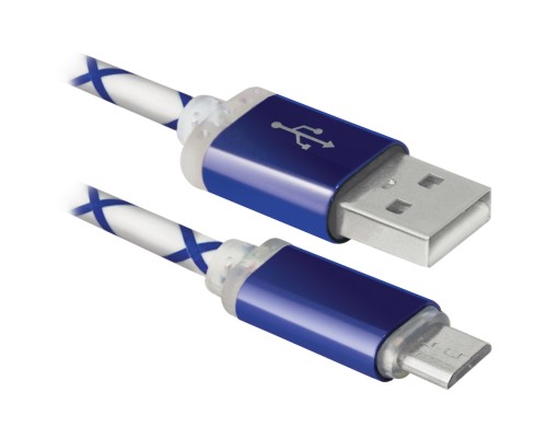 Дата кабель USB08-03LT USB - Micro USB, BlueLED backlight, 1m Defender (87555)
