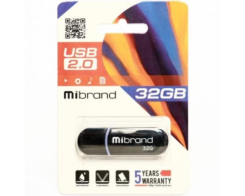 USB флеш накопичувач Mibrand 32GB Panther Black USB 2.0 (MI2.0/PA32P2B) 