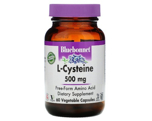 Амінокислота Bluebonnet Nutrition L-Цистеин 500 мг, L-Cystein, 60 вегетаріанських капсул (BLB0038) 
