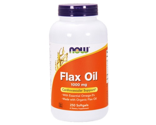 Трави Now Foods Органічне Лляне Олія 1000мг, 250 желатинових капсу (NOW-01772)