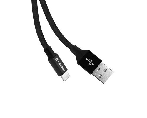 Дата кабель USB 2.0 AM to Lightning 0.25m black ColorWay (CW-CBUL048-BK)