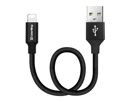 Дата кабель USB 2.0 AM to Lightning 0.25m black ColorWay (CW-CBUL048-BK)