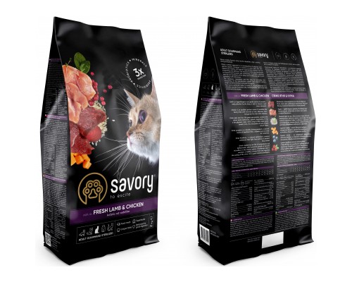 Сухий корм для кішок Savory Adult Cat Steril Fresh Lamb and Chicken 2 кг (4820232630112)