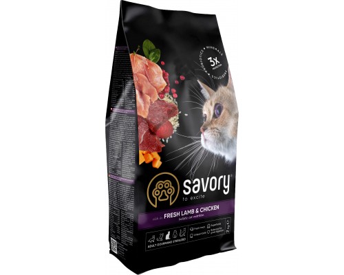 Сухий корм для кішок Savory Adult Cat Steril Fresh Lamb and Chicken 2 кг (4820232630112)