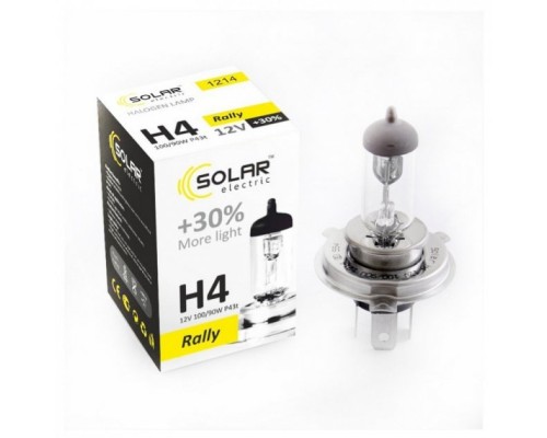 Автолампа SOLAR H4 12V 100/90W P43t-38 Starlight+30 (1214)