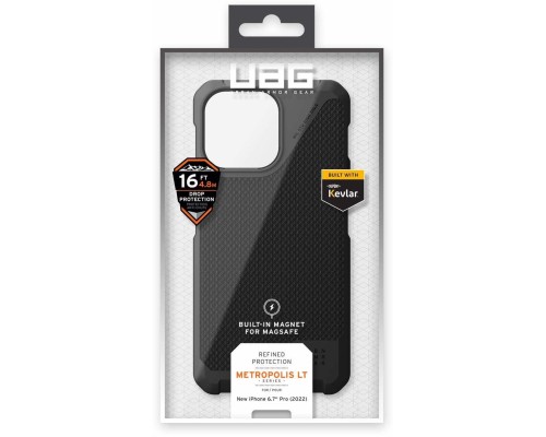 Чохол до мобільного телефона UAG Apple iPhone 14 Pro Max Metropolis LT Magsafe, Kevlar Black (114051113940)