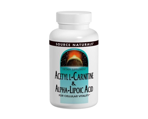 Амінокислота Source Naturals Ацетил-L-Карнітін та Альфа-Ліпоєва Кислота 650мг, 60 табл (SN1799)