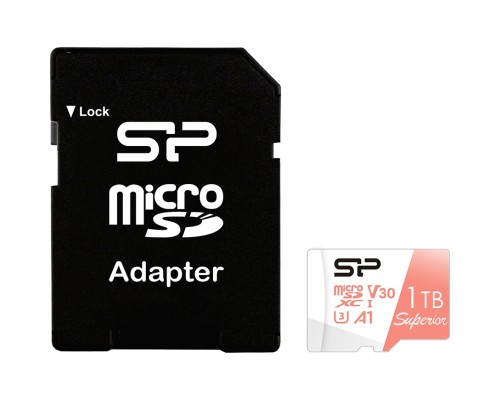 Карта пам'яті Silicon Power 1 TB microSDXC U3 A1 V30 4K UHD Superior 100R/80W + adapter (SP001TBSTXDV3V20SP) Карта пам'яті Silicon Power 1 TB microSDXC U3 A1 V30 4K UHD Superior 100R/80W + adapter (SP001TBSTXDV3V20SP)
