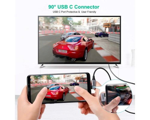 Кабель мультимедійний USB-C to HDMI M 1.8m 4K60Hz 90° corner Choetech (XCH-1803)