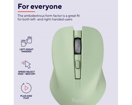 Мишка Trust Mydo Silent Wireless Green (25042)