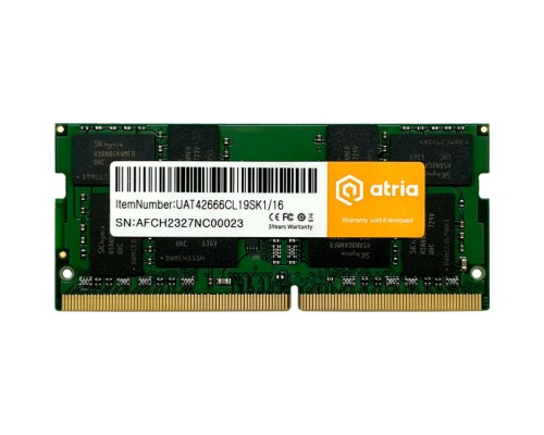 Модуль пам'яті для ноутбука SoDIMM DDR4 16GB 2666 MHz ATRIA (UAT42666CL19SK1/16)