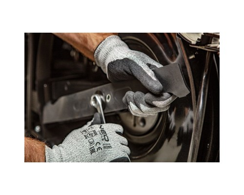 Захисні рукавиці Neo Tools нітрилове покриття, поліефірний трикотаж, р.9, сірий (97-610-9)