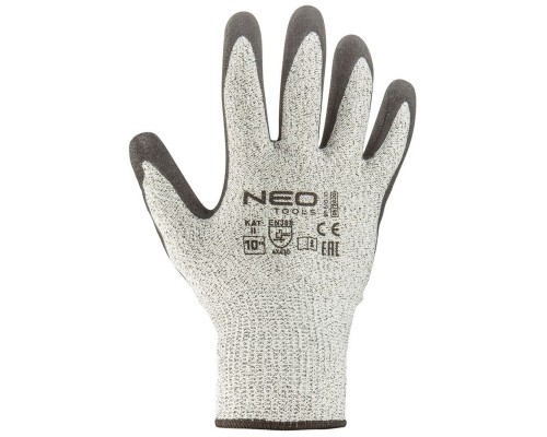 Захисні рукавиці Neo Tools нітрилове покриття, поліефірний трикотаж, р.9, сірий (97-610-9)