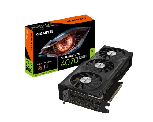 Відеокарта GIGABYTE GeForce RTX4070 SUPER 12Gb WINDFORCE OC (GV-N407SWF3OC-12GD)