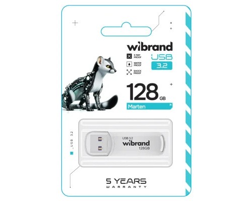USB флеш накопичувач Wibrand 128GB Marten White USB 3.2 Gen 1 (USB 3.0) (WI3.2/MA128P10W) 