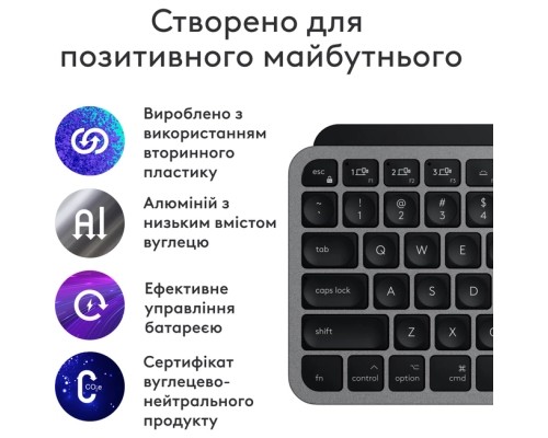 Клавіатура Logitech MX Keys Mini для MAC Wireless UA Space Grey (920-012652)