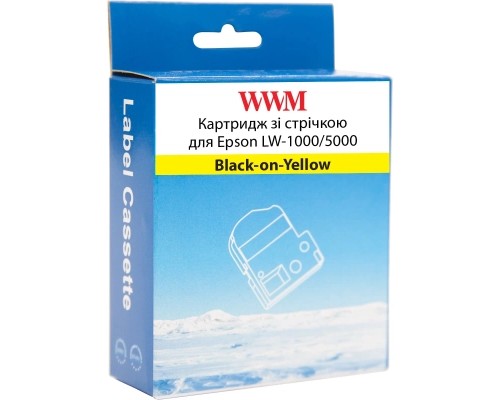 Стрічка для принтера етикеток WWM для Epson LW-1000/5000 36mm х 8m Black-on-Yellow (WWM-SC36Y)