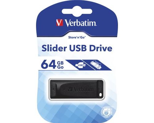 USB флеш накопичувач Verbatim 64GB Slider Black USB 2.0 (98698) 