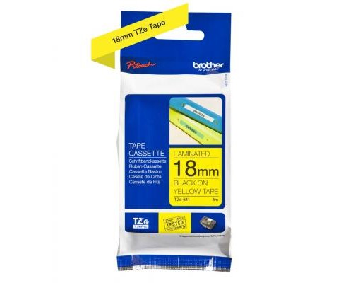 Стрічка для принтера етикеток Brother TZE641, 18мм, черный на желтом (TZE641)